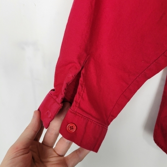 Vintage Wagon Wheels Red Western Rodeo Fringe Button Up Shirt - Picture 5 of 9